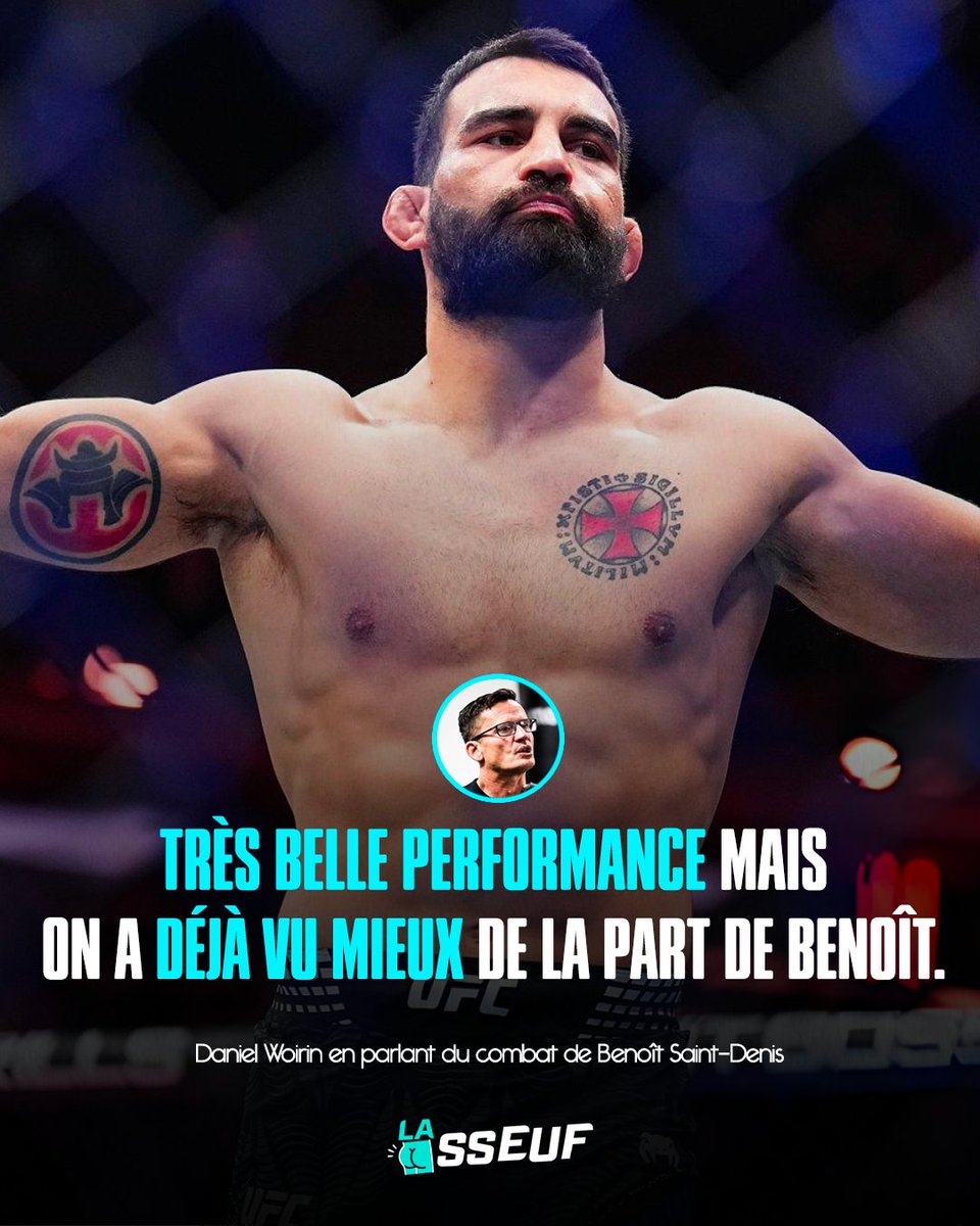 Lasseuf_'s tweet image. Daniel Woirin donne son ressenti sur la performance de Benoit Saint-Denis lors de l'UFC 322.

🗣️ : " Très belle performance mais on a déjà vu mieux de sa part. D'ailleurs il me doit au moins 30% de son chèque, c'est moi qui lui ai apprit a mettre ce genre de crochet. "