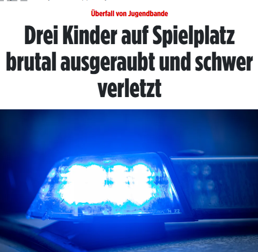 Brutale Attacke in Park in #Berlin: Jugendliche entführen 13-Jährigen - Drei Kinder (11, 13, 13) wurden Opfer einer Jugendbande. Zwei von ihnen landen schwer verletzt im Krankenhaus. 
Die Jugendlichen prügelten ohne Vorwarnung auf die Kinder ein. bild.de/regional/berli…