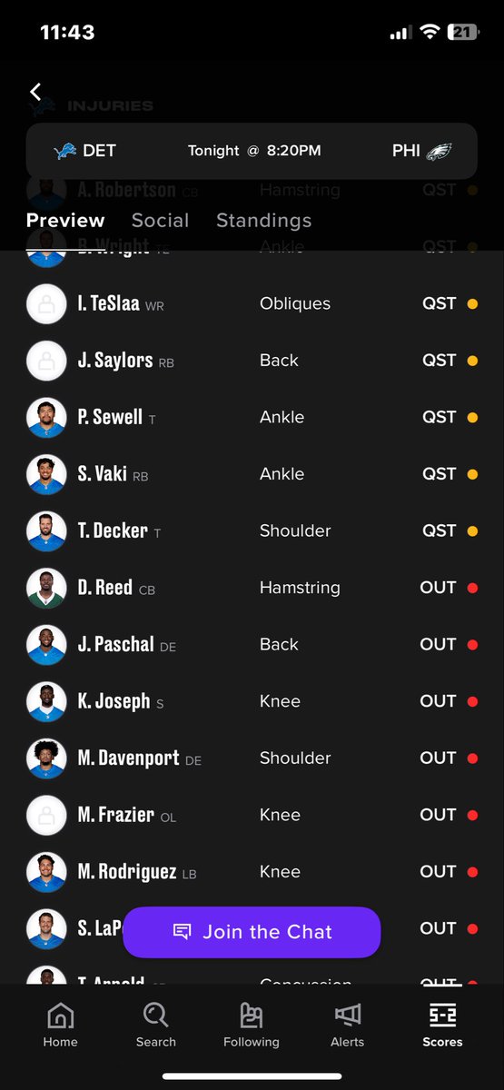 Qtr of the team on injury report <a href="/Lions/">Detroit Lions</a> still only a -2.5 road dog  🔥