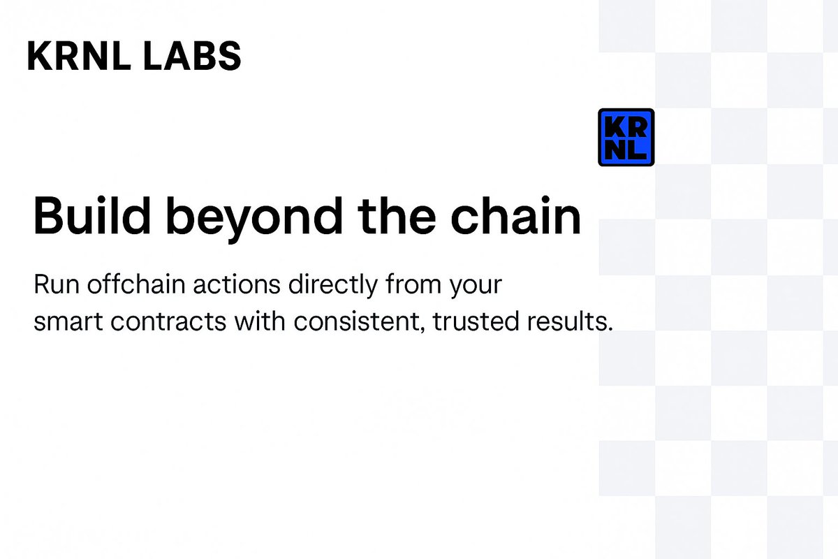 [1/8]
Smart contracts can automate.
<a href="/KRNL_xyz/">KRNL Labs</a>  lets them automate with real world data, AI models, and external systems while staying fully verifiable.

If you want automation that actually works beyond the chain itself, the KRNL Public Testnet is what you should explore.

The