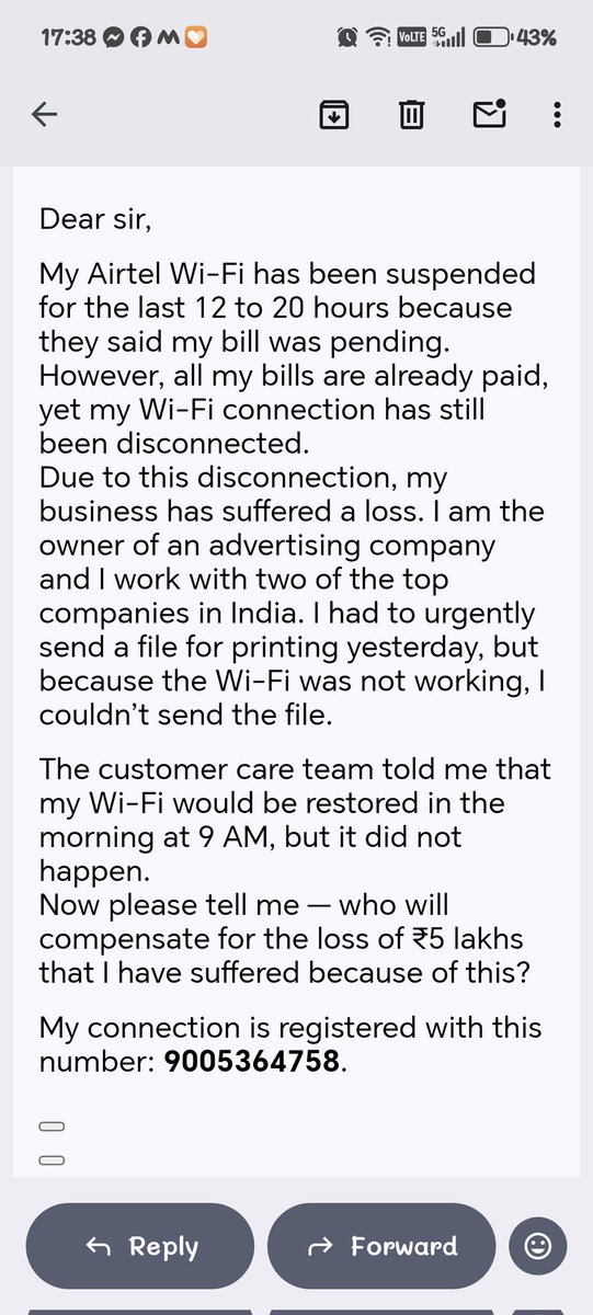 khanlucknow1984's tweet photo. @airtelindia very poor service https://t.co/eUt4Pf2733