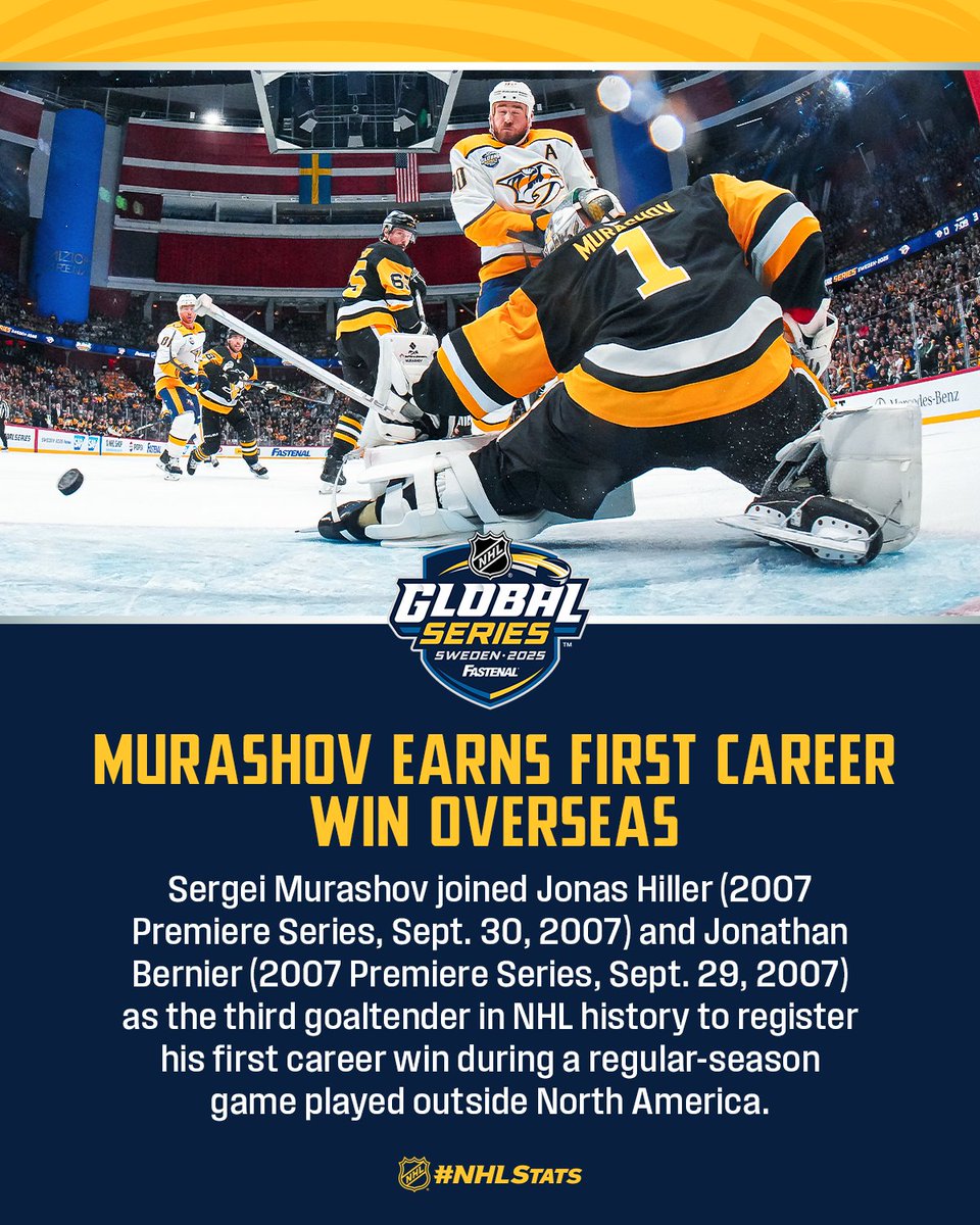 NHLPR's tweet image. Sergei Murashov became the third goaltender in NHL history a shutout in an NHL regular-season game outside North America. The others: Tim Thomas (29 saves in 2010 Premiere Series) and Antti Niemi (23 saves in 2009 Premiere Series). #NHLGlobalSeries 

#NHLStats:…