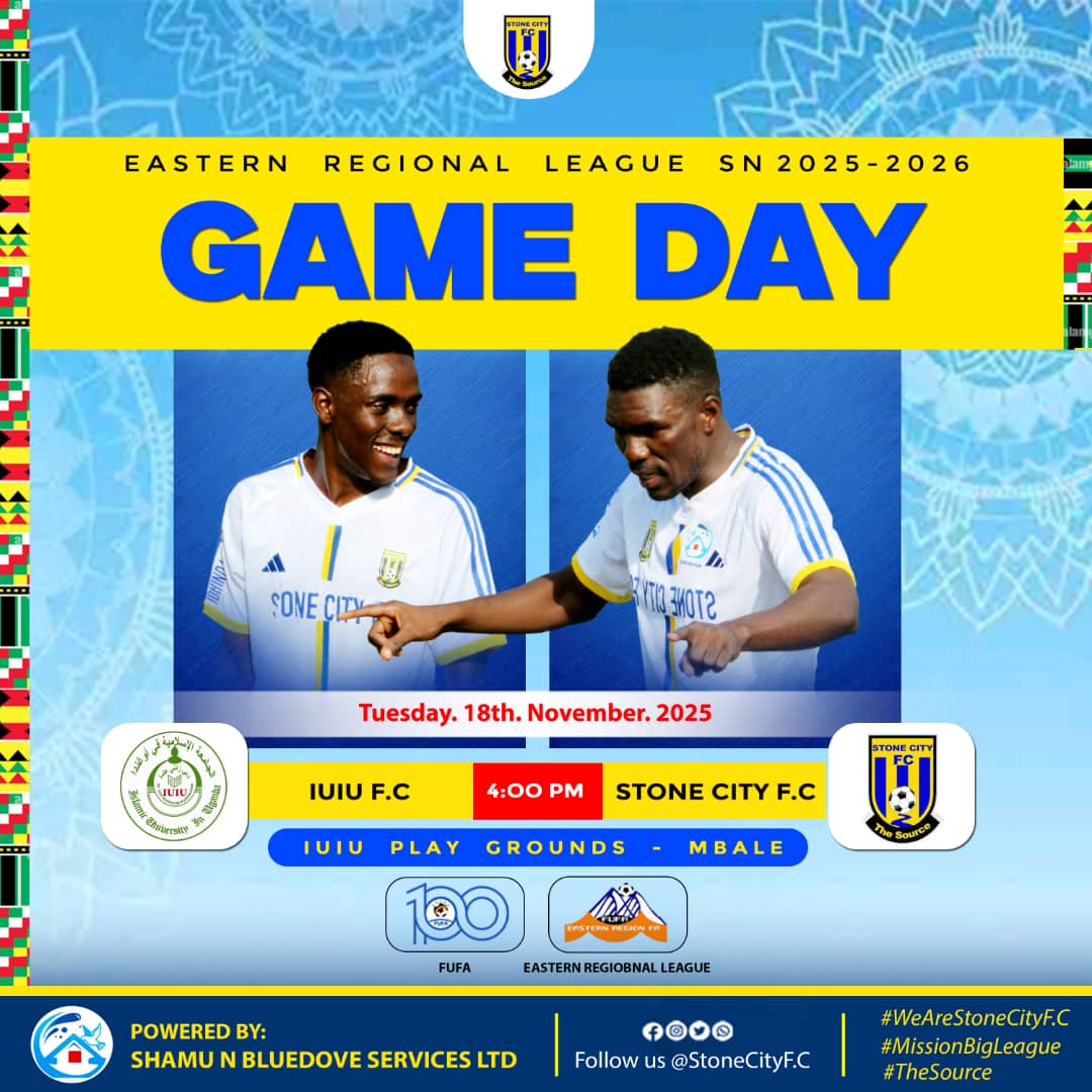 StoneCityFC_Ug's tweet photo. Powered by Shamu N BlueDove Services Ltd, we're heading to Mbale next, for our very first away match on Tuesday, November 18, 2025, at IUIU. Let’s come together and rally behind the boys

 #stonecityFC #thesourceboys #regionalleague https://t.co/lYa692vcnM