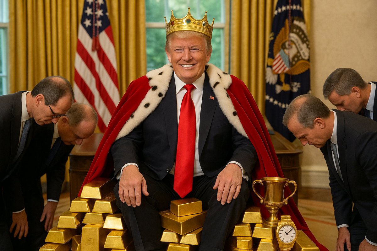adagamov's tweet photo. 🇺🇸 Золотой путь к сердцу Трампа: как швейцарцы принесли в Белый дом подарки, слитки и смиренную улыбку

Когда Трамп обрушил на Швейцарию свои драконовские пошлины, в Берне поняли: спорить бесполезно. Бороться экономикой? Слишком долго. Давить логикой? Бессмысленно. Оставался единственный универсальный язык — язык блестящих, увесистых, золотых аргументов. И швейцарцы, как истинные мастера точных наук, собрали делегацию промышленников с подарками, сияющими ярче дипломатических улыбок.

Трамп, как известно, неравнодушен к тому, что блестит, звенит и точно помещается в музей его собственного величия. Поэтому набор был подобран с тщательностью ювелиров: килограммовый золотой слиток с числами 45 и 47, настольные часы Rolex — золотые, конечно же — и лесть, поданная щедро, без меры и без стеснения.

Подарки были преподнесены "для президентской библиотеки", чтобы соблюсти юридические приличия, хотя трудно представить библиотеку, где книги могли бы конкурировать с Boeing 747, подаренным Катаром, или с тем позолоченным бальным залом, который корпорации в складчину строят при Белом доме за $300 млн.

Кстати, Apple до недавнего времени уверенно держала первое место в дисциплине "Подношение Трампу" — их золотое подножие под стеклянным диском выглядело как минимум изобретательно. Но швейцарцы переиграли даже Apple — что, согласитесь, редкое достижение.

И что же? Всё сработало. США почти мгновенно снизили тарифы на швейцарские товары — с 39% до вполне терпимых 15%. Взамен Швейцария обещала инвестировать в США и помягче смотреть на требования Белого дома. Деваться, впрочем, было некуда: тарифы Трампа ударили по швейцарской экономике так, что никакая точная механика помочь не могла.

Попытка премьер-министра Карин Келлер-Суттер объяснить президенту, что всё это несет только взаимный вред, провалилась. "Женщина была милая, но слушать не захотела", — пожаловался Трамп.

Но настоящий спектакль разыгрался в Овальном кабинете.
Швейцарцы привезли тяжёлую артиллерию — бизнес-элиту страны. И если золотой слиток был козырем, то главный тактический ход принадлежал Rolex.

Руководитель компании Жан-Фредерик Дюфор прибыл с золотыми часами. Внутри Rolex, по словам человека, знакомого с обсуждением, сначала предлагали подарить Трампу редчайшие титановые часы — утончённые, редкие, коллекционные. Но быстро поняли, что Трамп и тонкость — явления из разных вселенных. Золото — вот универсальный ключ. Поэтому часы сделали тяжёлыми, блестящими и предельно понятными.

В числе остальных членов делегации — глава MKS SA Марван Шакарчи, председатель Richemont Йохан Руперт, сооснователь Mercuria Даниэль Йегги и Альфред Гантнер из Partners Group.

Организатор встречи, глава MSC Диего Апонтe, сам приехать не смог, но организовал всё так, чтобы золото и комплименты прибыли точно по расписанию.

И Трамп, разумеется, был очарован. Настолько, что почти сразу написал в Truth Social, как доволен "отлично проделанной работой". Кто именно её проделал — дипломаты или ювелиры — осталось за кадром.

А глава USTR Джеймисон Грир, объявляя о снижении тарифов, произнёс фразу, которую можно выбить на очередном золотом слитке: "Несравненное мастерство президента Трампа в заключении сделок продолжает приносить результаты американскому народу".

Впрочем, похоже, что в эту сделку больше всего вложились швейцарцы. В буквальном смысле.

(по материалу издания Axios)