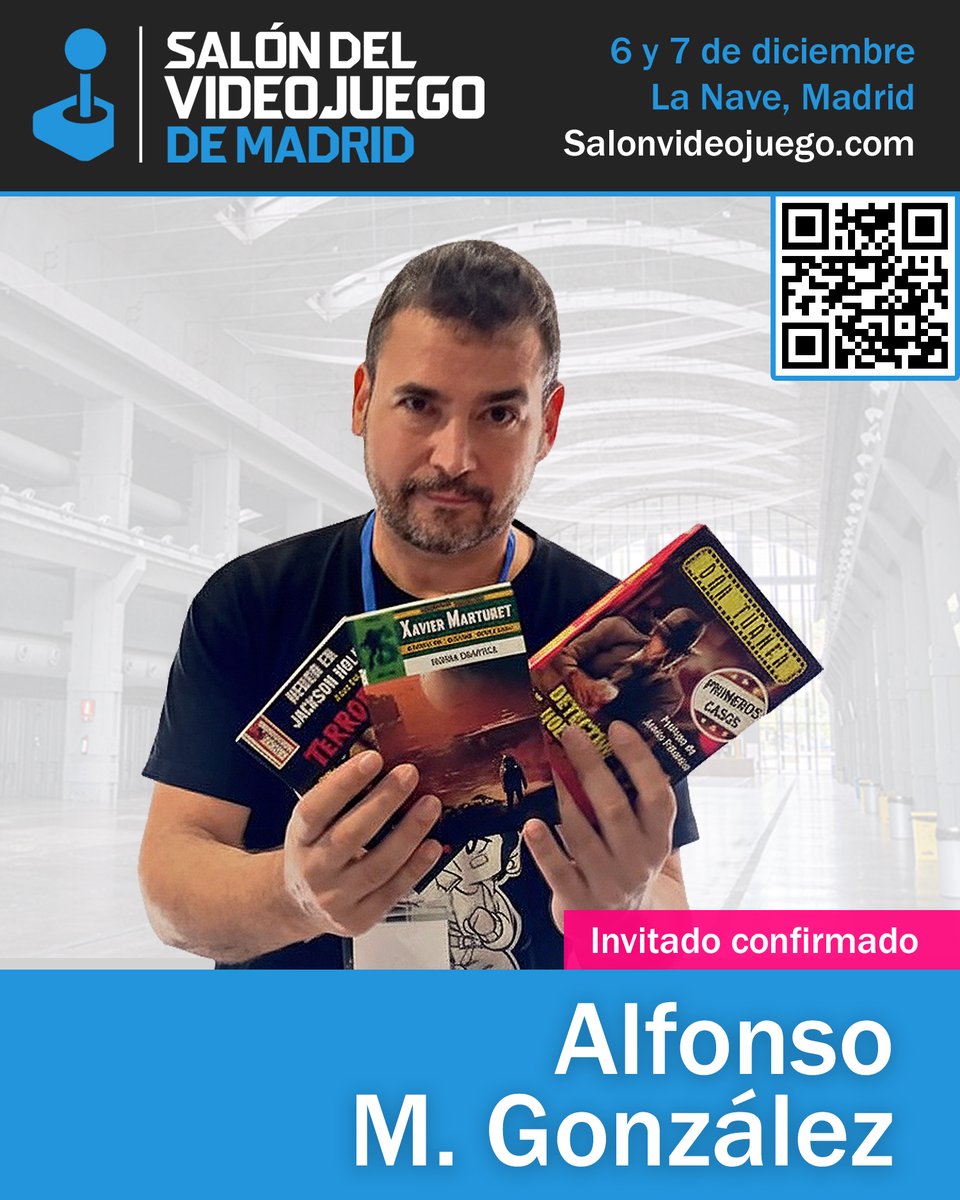 <a href="/alfonsryo/">Alfonso M. González 🔜 Lóbrego - Horror</a> "Alan Dick Jr.", estará con nosotros en el #SalonDelVideojuego. 

🚀Escritor  inquieto y creador de historias que viajan entre la ciencia ficción, el  terror y el drama, podréis encontrarlo en su stand, donde os firmará  todo lo que queráis (y le compréis).