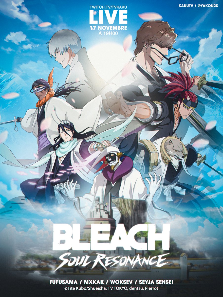 Demain le 17 nov à 19h
Live spécial sur twitch twitch.tv/tvkaku
Au Programme
-FAQ Bleach Soul Resonance
-Présentation officielle des partenaires  
-Annonce du Projet final pour la communauté francophone du jeu 
Et d'autres annonces durant le livesteam
#BLEACH #bleachSR