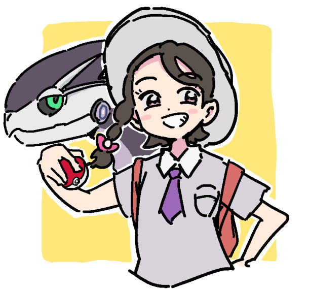 アオイ(ポケモンSV) 「世間はZAの中、おれはポケモンSVのストーリーをクリアしました。おもしろかった」|ぼつおのイラスト