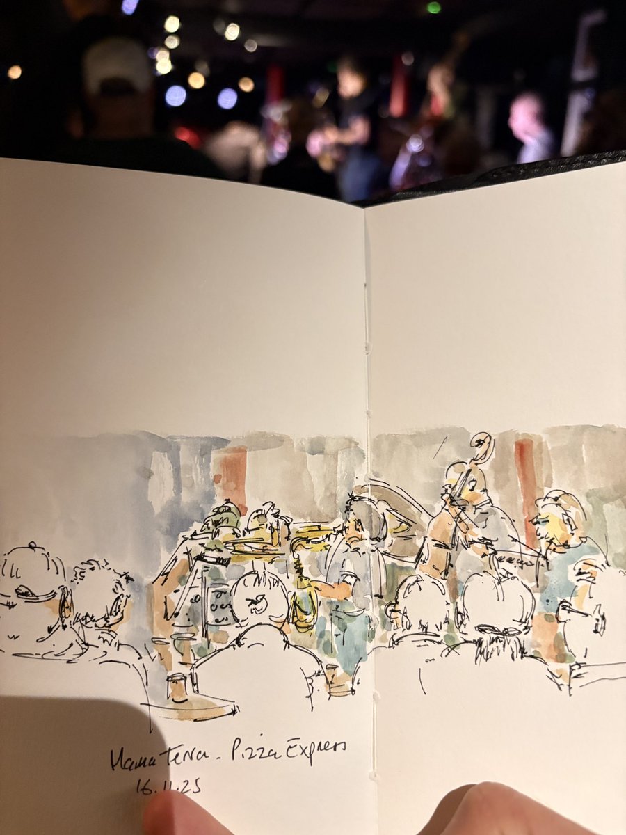 Mama Terra at Pizza Express Soho. 

#music #jazz #art #watercolour #ajoto #sketch <a href="/pizzajazzclub/">PizzaExpress Live</a>