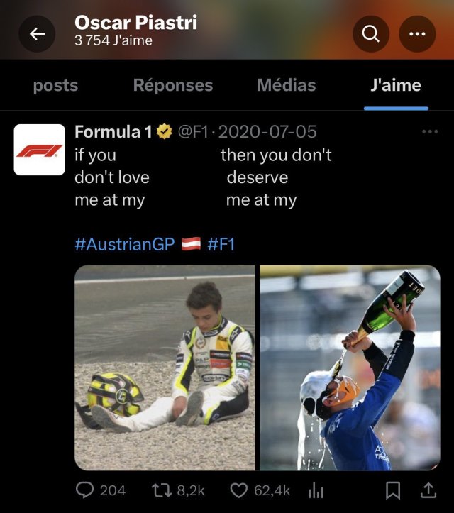 moonworldianss's tweet image. I joke that oscar was obsessed but then this screenshot comes back to haunt me😭

it&apos;s fascinating how even now he sometimes slips and reveals he knows some obscure norris lore even though he usually hides it like his life depends on it