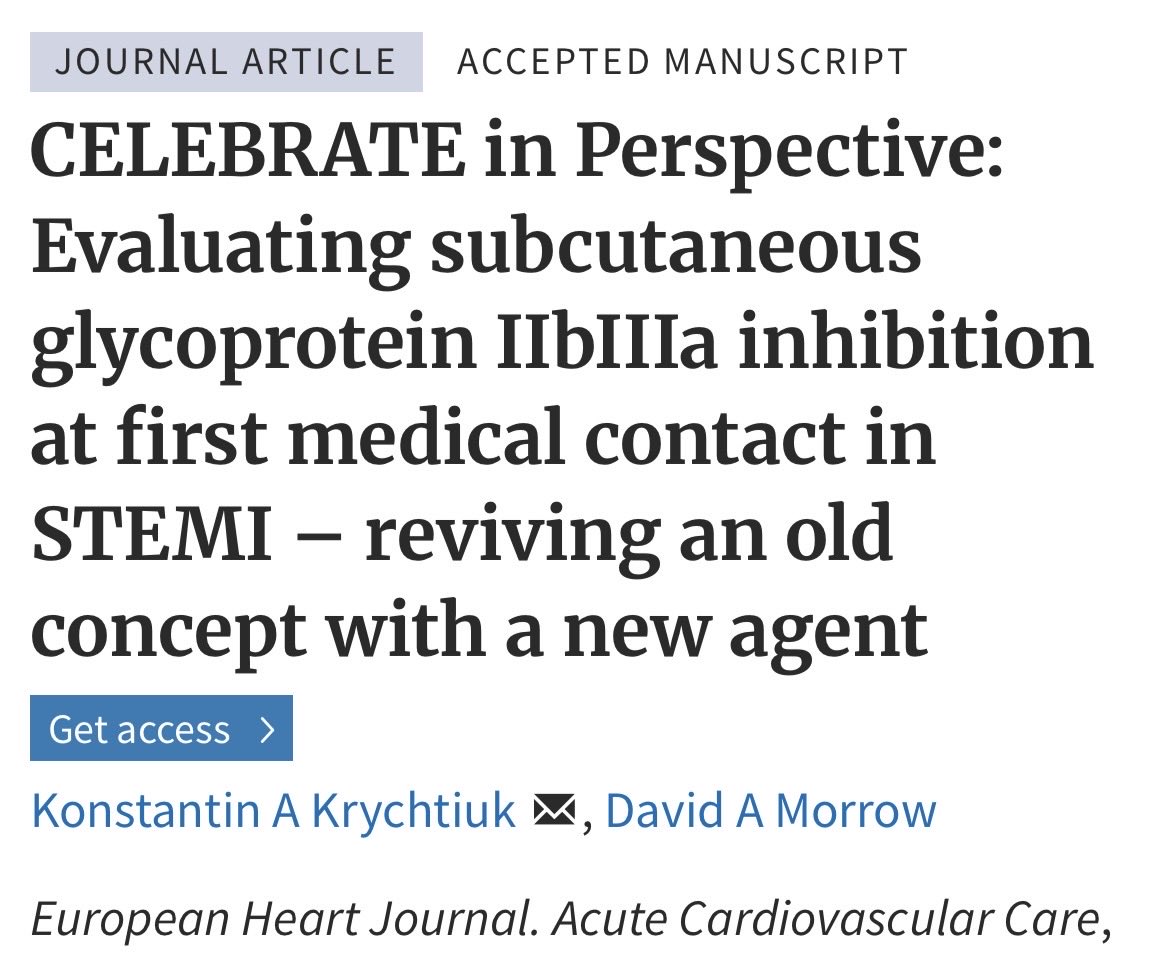 krychtiukmd's tweet image. Is CELEBRATE a game changer? See the commentary by @TIMIStudyGroup Prof. David Morrow and myself in @ESC_Journals ACVC

Evaluating subcutaneous glycoprotein IIbIlla inhibition at first medical contact in STEMI - reviving an old concept with a new agent?

doi.org/10.1093/ehjacc…