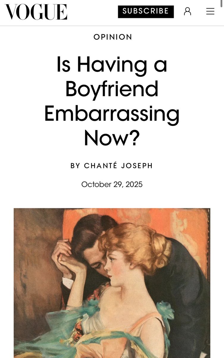 두 잡지 모두 여성의 높은 지위가 어떤 것인지를 잘 보여주는 보그(Vogue)에서 발췌했습니다. 기껏해야 대다수 여성에게 연애와 결혼은 중립적인 개념일 뿐입니다.