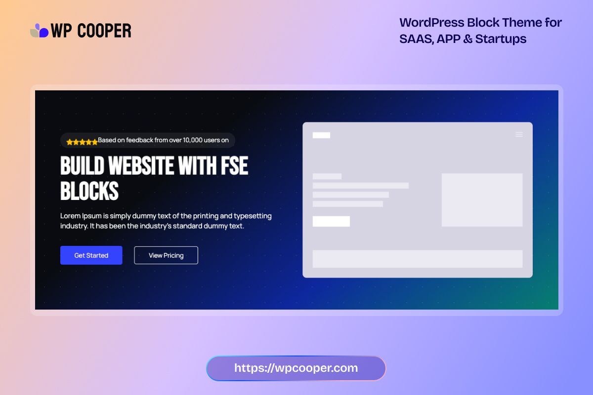 wp_cooper's tweet image. Built with 100% native Gutenberg, this hero loads instantly, works with FSE out of the box, and lets you build a high-performance landing page in minutes — no plugins, no page-builder bloat.

Get started for free: wpcooper.com