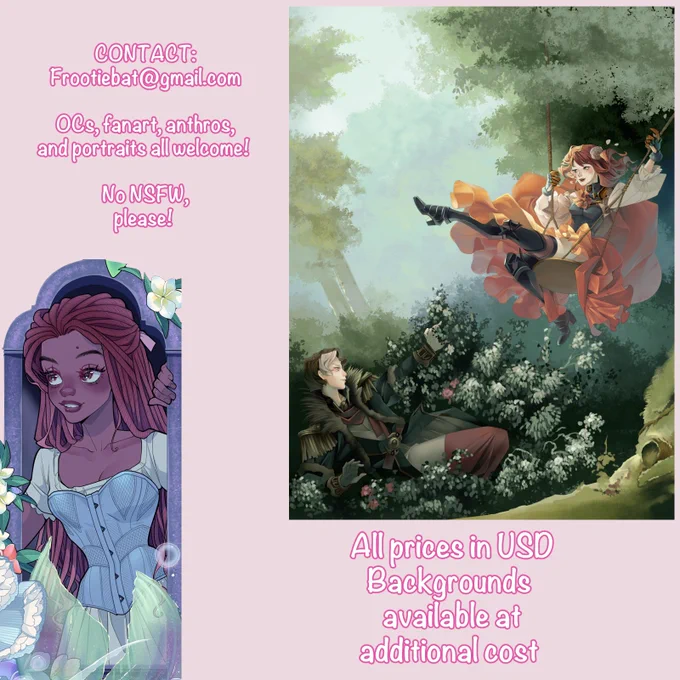 I have been so busy I haven't been able to post, but I have about half my slots open ! Email me if interested I hope to get more art up soon!