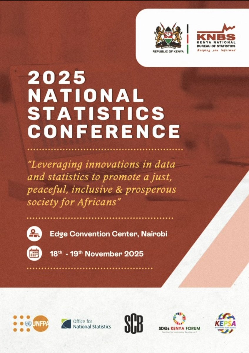 Challenges in producing #statistics at the County level; Using #AI &amp; #BigData to forecast #demographictrends; Private sector #innovations &amp; #digitaltransformation. Be part of the conversation on Tuesday 18th November. #2025StatisticsConference <a href="/Planning_Ke/">PlanningKE</a> <a href="/KenyaGovernors/">Council of Governors</a> <a href="/uonbi/">University of Nairobi</a>
