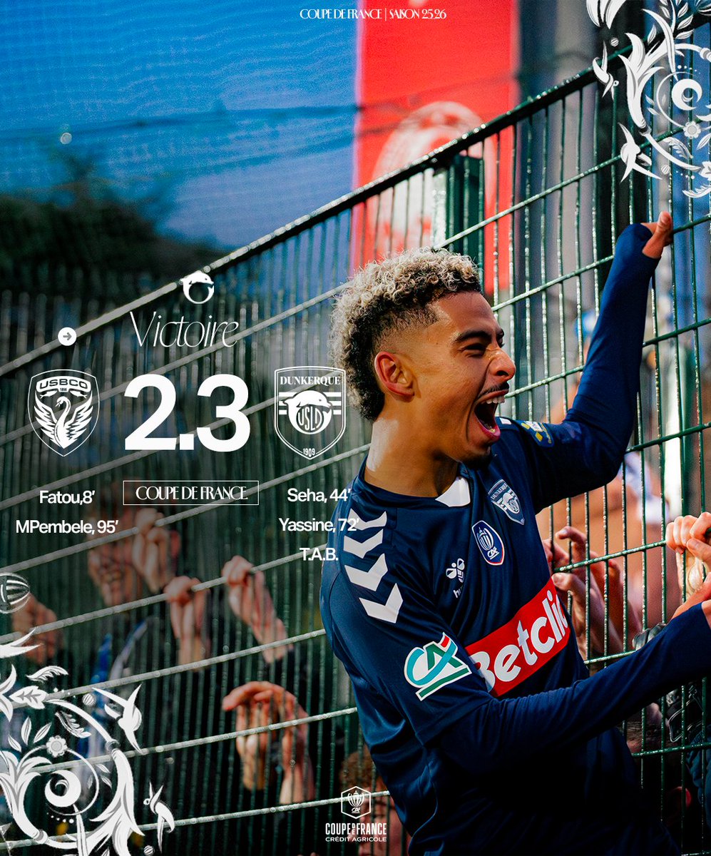 usldunkerque's tweet photo. 🤩 VICTOIRE ! 

Quel match de nos Maritimes ! Avec les deux belles réalisations de Zaid Seha puis de Gessime Yassine, les Dunkerquois n'ont jamais lâché et se sont battus jusqu'aux tirs au but, avec un 5/5 ! 

L'USLD continue son parcours en @coupedefranceCA et affrontera le @SCAbbeville_ (R2) ! 

#TeamUSLD #USBCOUSLD