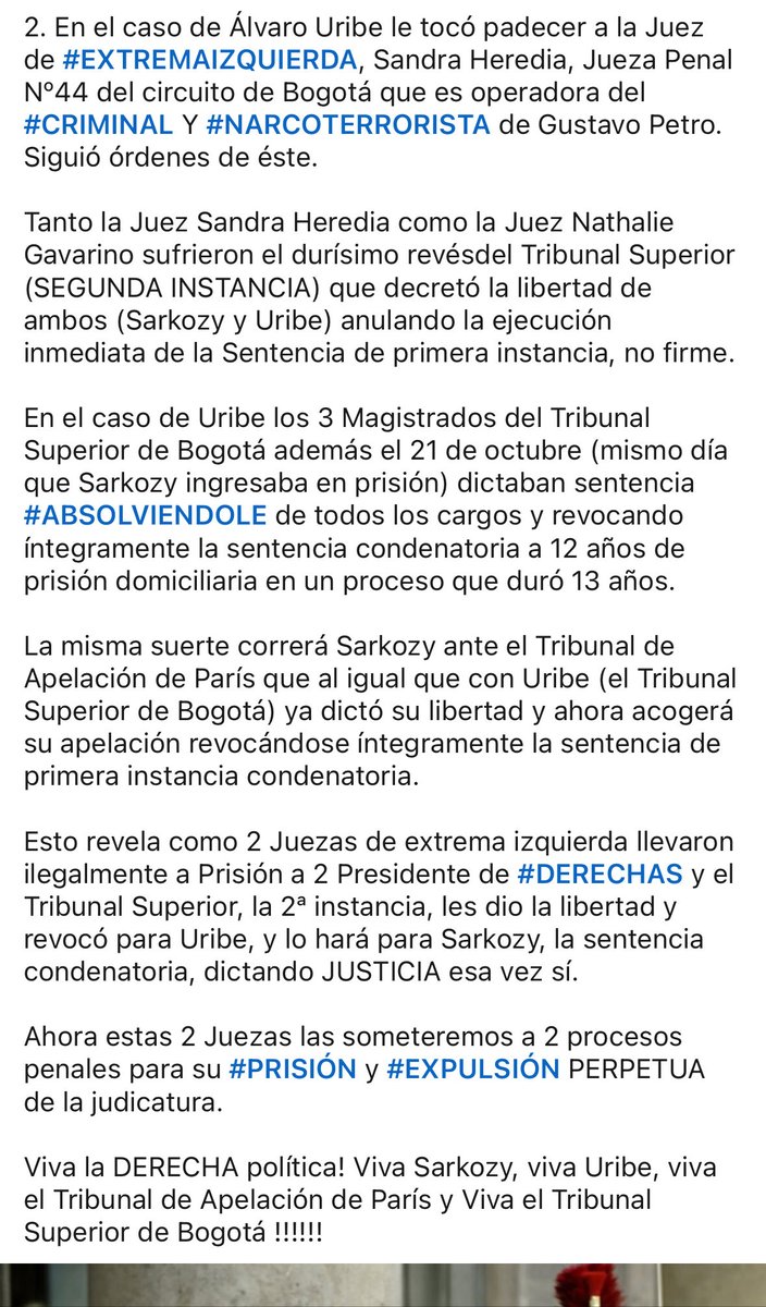 Presidentes #Sarkozy y #Uribe 2 caras de la misma moneda: 2 Juezas de  #izquierdaextrema y sienta #JUSTICIA el #TribunalSuperior (segunda instancia). 
<a href="/NicolasSarkozy/">Nicolas Sarkozy</a> <a href="/AlvaroUribeVel/">Álvaro Uribe Vélez</a> 

#Francia #Colombia #Justicia #NathalieGavarino #SandraHeredia