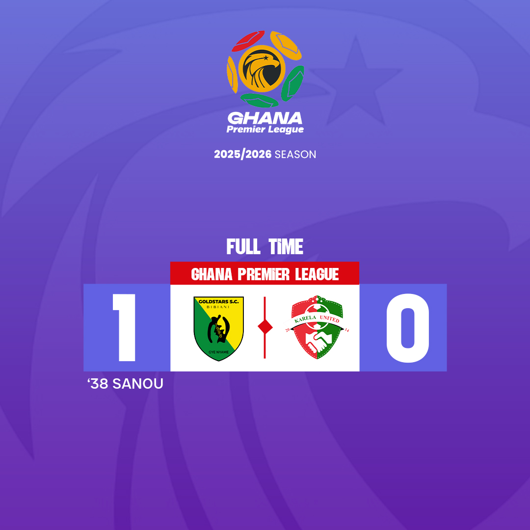 GhanaLeague's tweet photo. Sanou Razak's 38th-minute strike proves enough to seal all three points for Bibiani Gold Stars over Karela United.

#GPL #GPLMW10 https://t.co/sOoaeOS0Rm