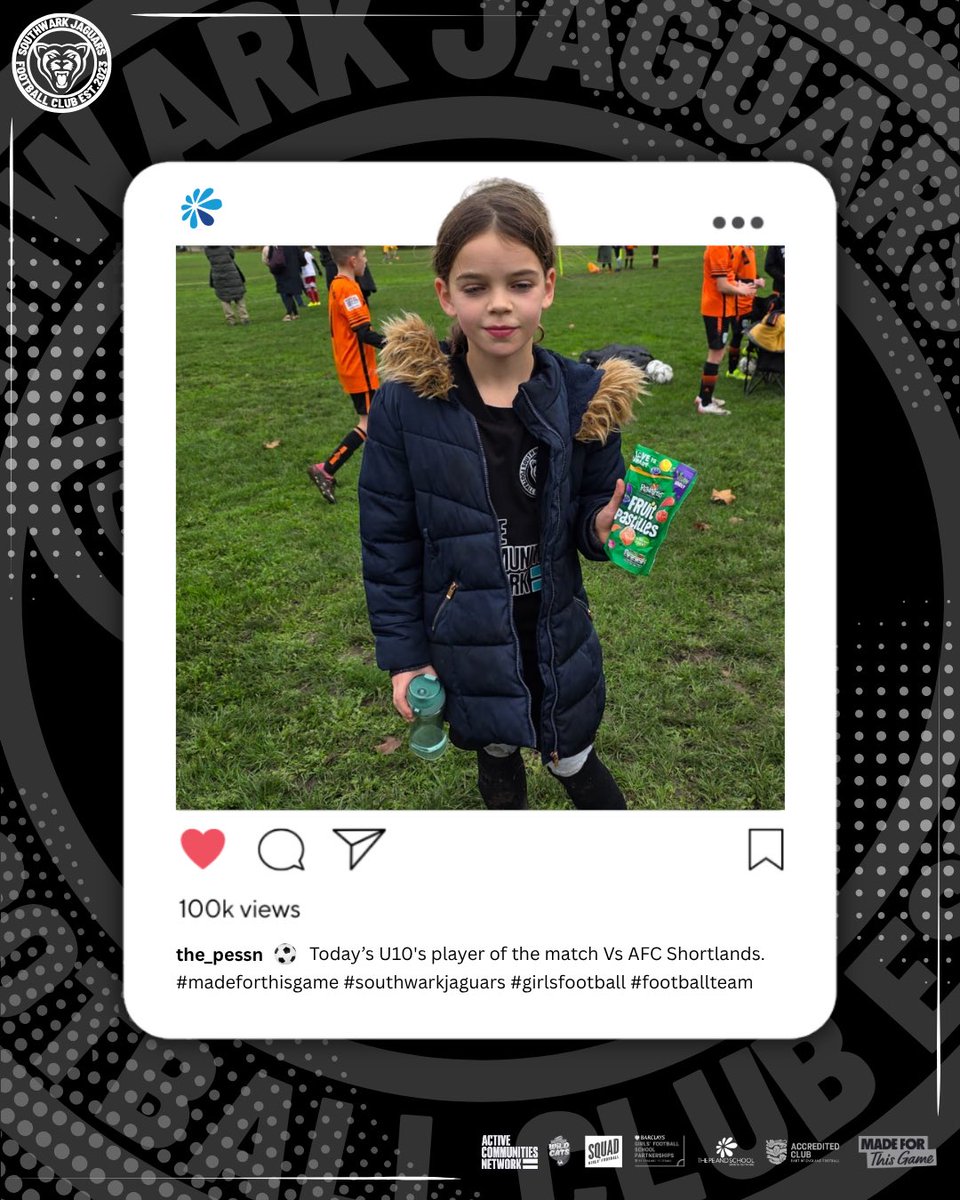 LPESSN's tweet image. ⚽️ Well done to all of our Jaguar teams that were in action today. Please see below for todays &apos;Player of the Match&apos; from each game. #MadeForThisGame #southwarkjaguars #Jaguars