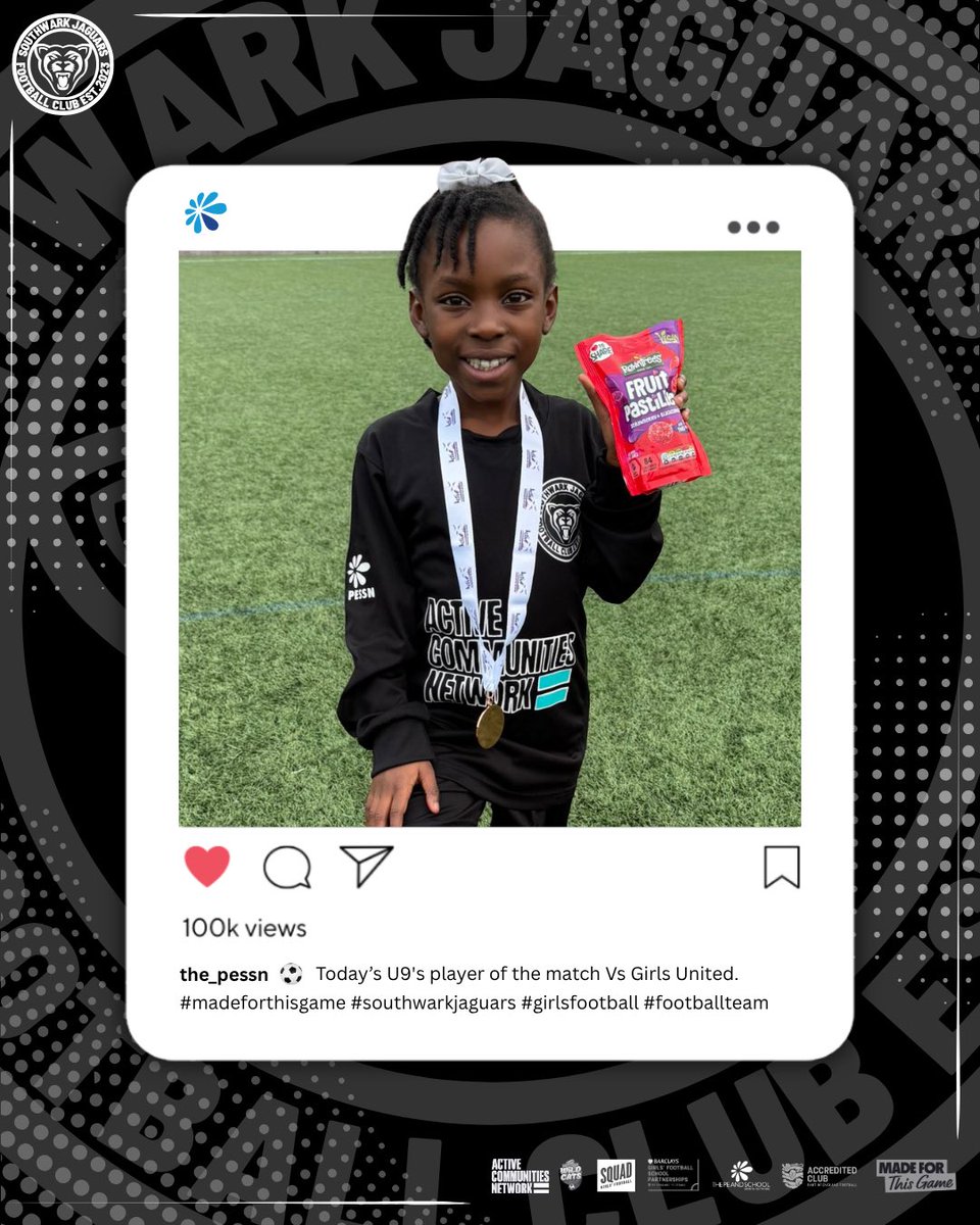LPESSN's tweet image. ⚽️ Well done to all of our Jaguar teams that were in action today. Please see below for todays &apos;Player of the Match&apos; from each game. #MadeForThisGame #southwarkjaguars #Jaguars