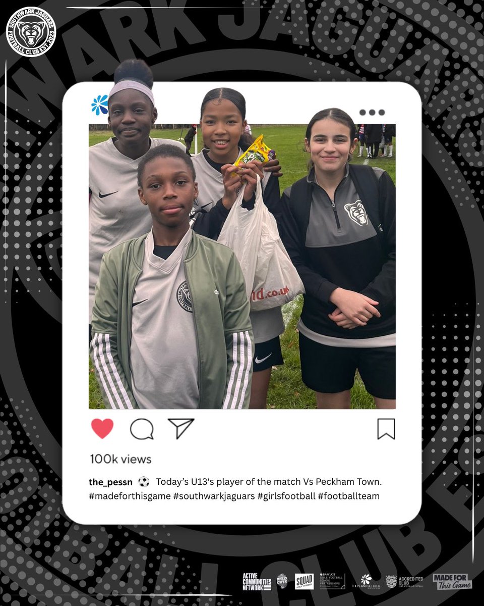 LPESSN's tweet image. ⚽️ Well done to all of our Jaguar teams that were in action today. Please see below for todays &apos;Player of the Match&apos; from each game. #MadeForThisGame #southwarkjaguars #Jaguars