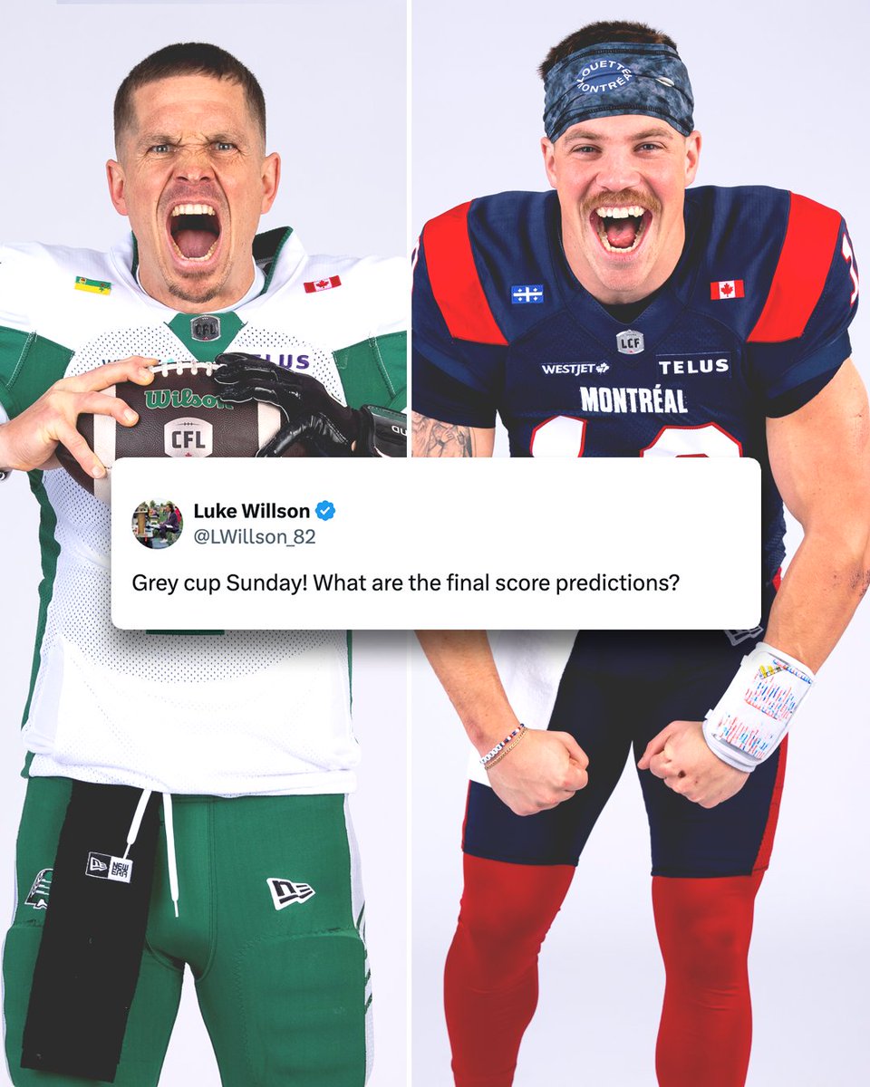 CFL's tweet image. What are you saying @LWillson_82?

TONIGHT IS THE 112th #GreyCup @ 6 PM ET⁣
🇨🇦: TSN, CTV, RDS⁣
🇺🇸: CBSSN⁣
🌎: CFL+
