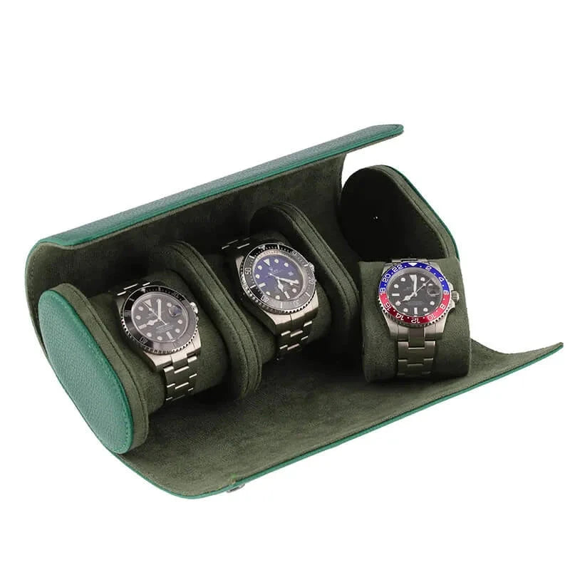 aevitas_uk's tweet image. Travel confidently with our triple roll watch case in rich green leather and suede interior. Secure and stylish for any journey. Just £94.95. #TravelInStyle #WatchProtection aevitas-uk.co.uk/products/premi…