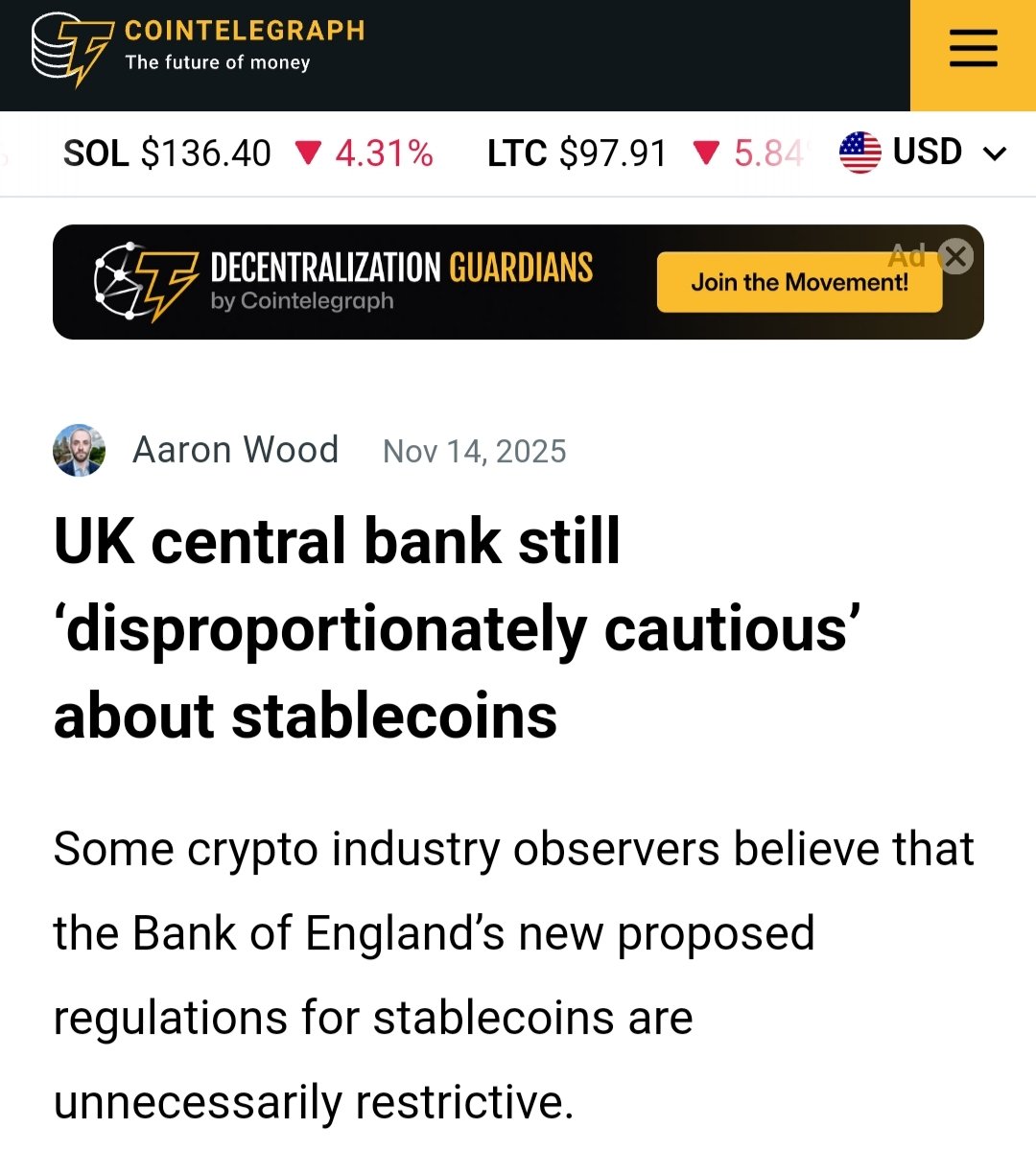 i was reading the news on cointelegraph and saw an article about the Bank of England’s stablecoin rules all the caps, the 'systemic' labels, the cautious approach. One thing stood out, the whole tension comes from a single fear. Once money goes on-chain, regulators lose