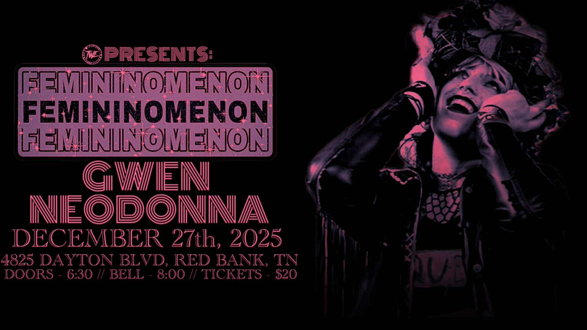 TWE Presents:
"FEMININOMENON"
Saturday 12/27/25

Talent Announcement:
<a href="/GwenNeodonna/">Gwen Neodonna 🇵🇸</a> will be in action!

Tickets on sale NOW for this special all women's showcase.

twechattanooga.square.site