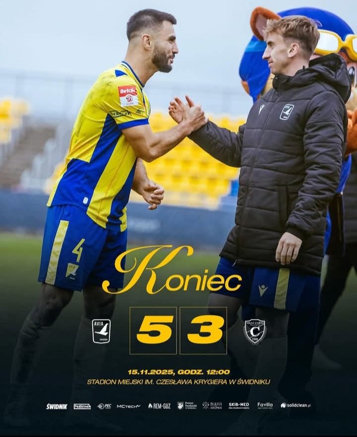 🔥 Avia – Czarni 5:3

Ależ to był mecz! Czarni z 0:2 odwrócili wynik na 2:3, a hat-tricka ustrzelił Ortiz. Jednak Avia nie odpuściła — mocna końcówka gospodarzy dała im trzy punkty w prawdziwym dreszczowcu.

I tym samym Avia została mistrzem jesieni, zdobywając 36 punktów 👏