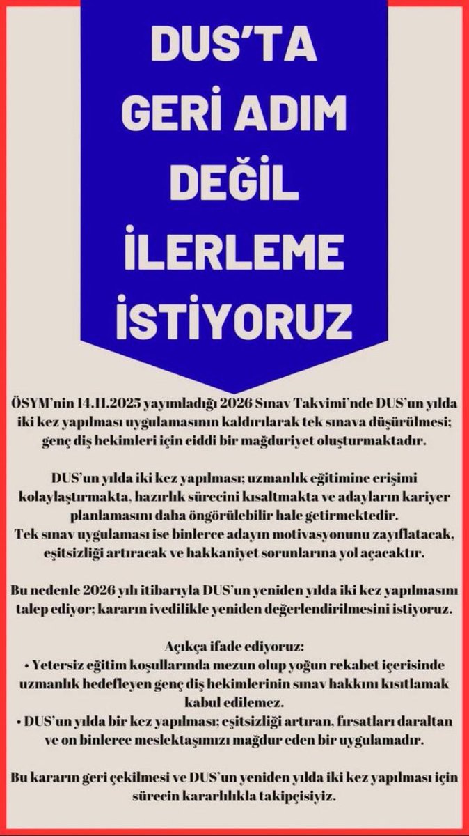 hrnsimsek's tweet photo. Sınavı değil doktora kadrolarını kaldırın! #dusu2leTakvimiGüncelle
#dus2026 https://t.co/ONWepSfwy9