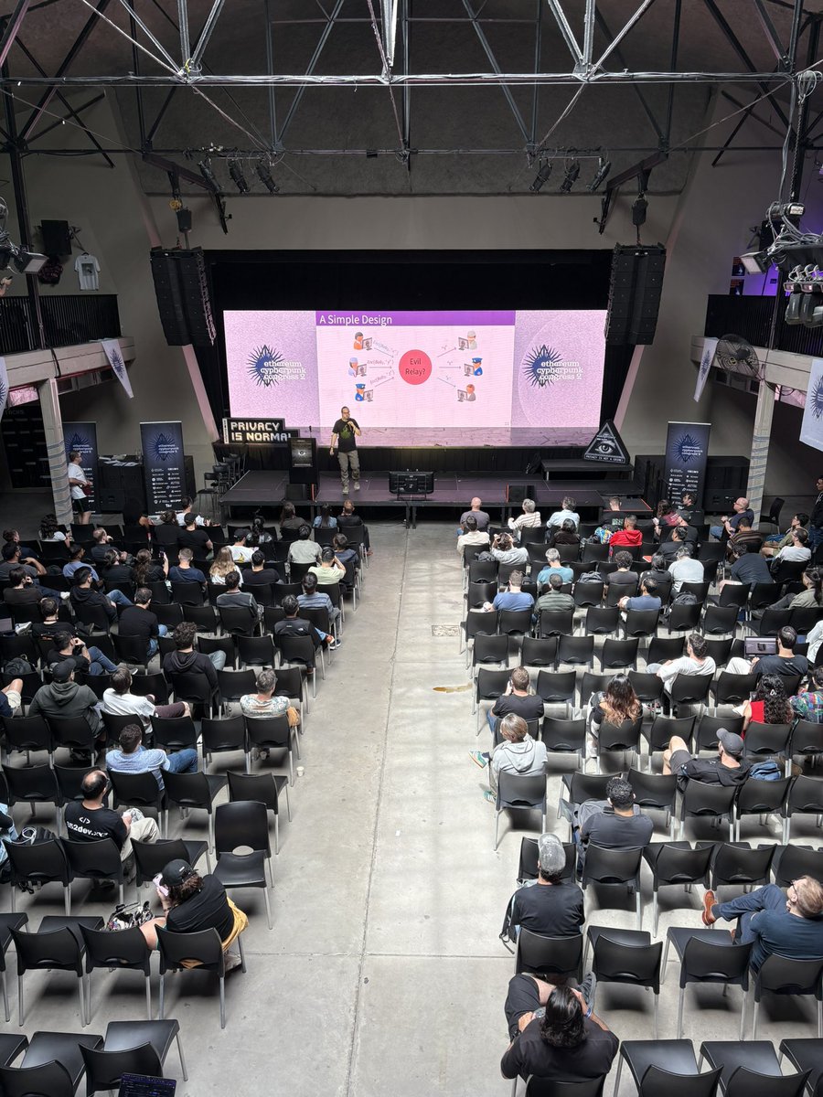 🎙️ This is the talk I’ve been most excited to attend this week during <a href="/EFDevcon/">Devconnect ARG - the first Ethereum World’s Fair</a>: 

“Lessons I learned from <a href="/torproject/">The Tor Project</a>” by <a href="/RogerDingledine/">Roger Dingledine</a> 🧅

🇦🇷 If you’re in town come by the <a href="/winprivacy/">@winprivacy Ecosystem Diversity</a> space at the top floor of the <a href="/web3privacy/">Web3Privacy Now</a> Congress today !
