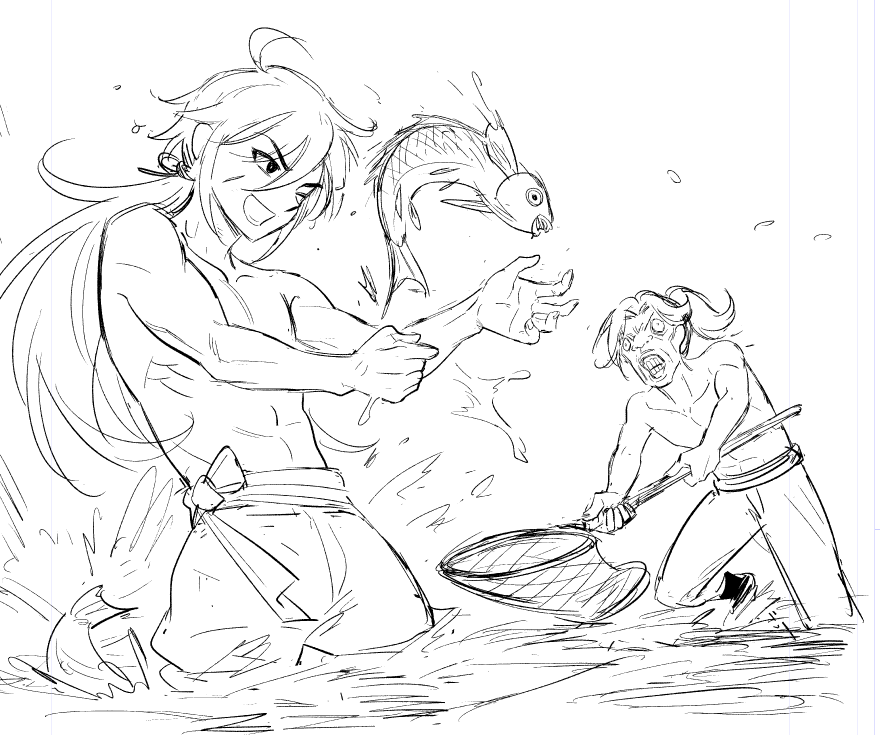 #活俠 睡前塗鴉，想看猴子徒手抓魚