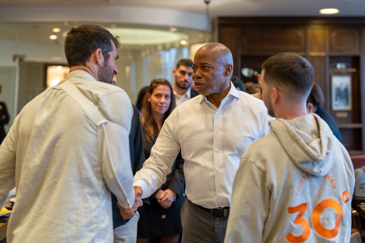 NYCMayor's tweet image. It was heart-breaking to hear the firsthand stories of Yarden Bibas, Bar Kuperstein, and Sagi Dekel-Chen, Israeli hostages who were kidnapped on October 7 in Israel. But thankfully they have returned home to their families.

Their stories of resilience and courage are truly