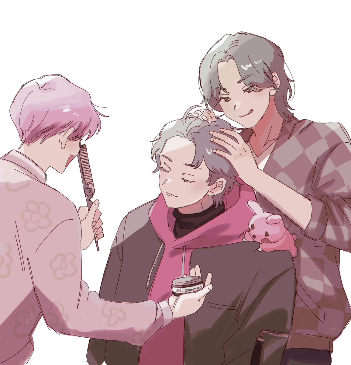 ロボのヘアセットをするクソガキ