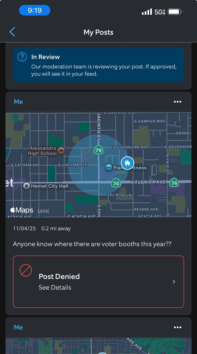 izzy_olson's tweet image. When you get on @ring to let your community know about traffic and see your post asking where voters booths were on voting day and they denied it. Thankfully @facebook had the answers I needed