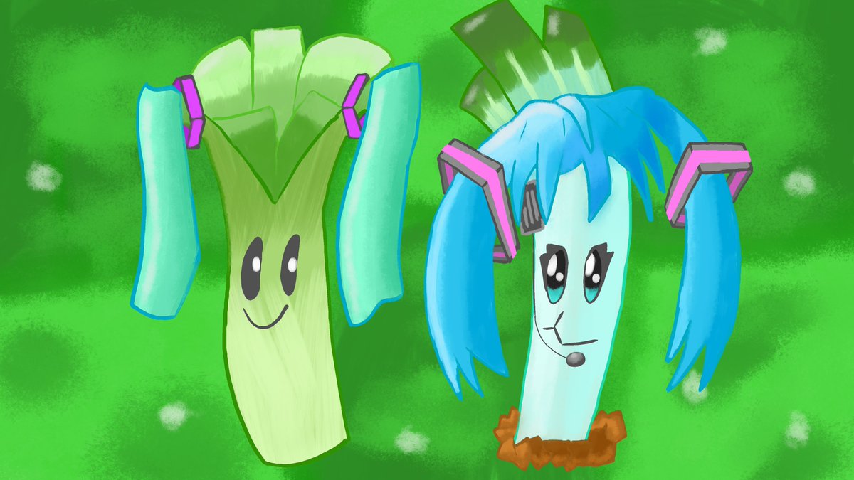 ArtsyDrax's tweet photo. Whatevember Day 16: Hatsune Leekus

Left design by @MelodyExclaim
Right design by @j1ng_shengeling 
#fanart #pvzfanart #plantsvszombies #HatsuneMiku https://t.co/z4bmyh37Fm