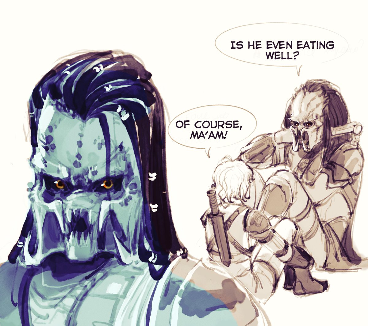 nerioneraso's tweet image. Can&apos;t stop thinking about great mom 😅😅😅
#PredatorBadlands #predator #Dek #Thia #yautja