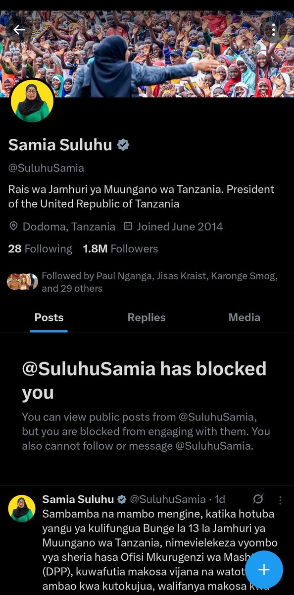 Wueh si nilimpasha huyu mama mpaka nikakula block 😂 Wewe <a href="/SuluhuSamia/">Samia Suluhu</a> utakufa kama mbwa!!!!