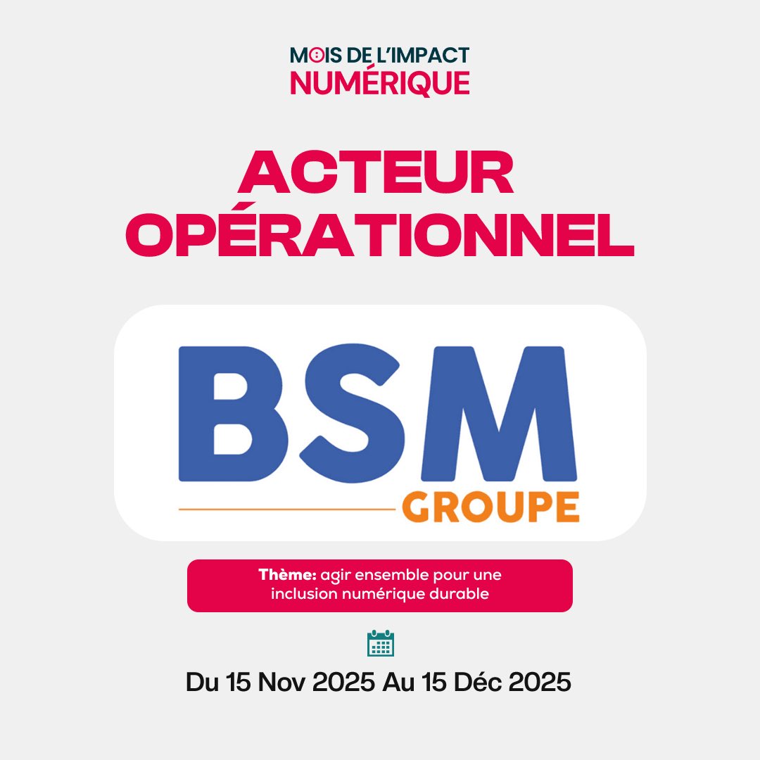 bsmgroupe's tweet image. BSM groupe prend part au Mois de l’Impact Numérique en tant qu’Acteur Opérationnel. 

La campagne se déroule du 15 novembre au 15 décembre 2025.

Merci à Simplon Bénin et à tous les partenaires engagés dans cette démarche.

#MoisDeLImpactNumerique #InclusionNumérique #BSMgroupe