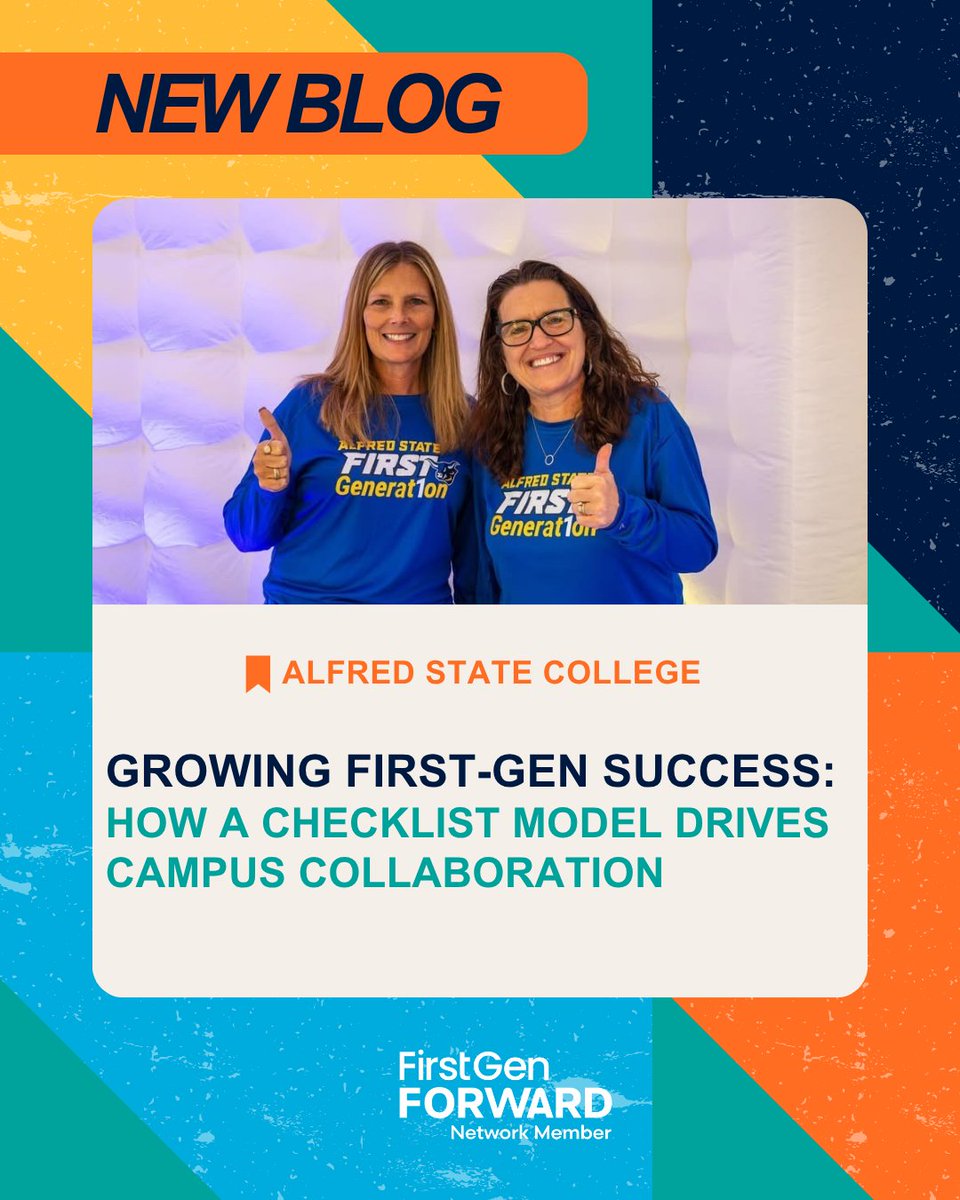 FirstgenForward's tweet image. At Alfred State College, using a checklist model for supporting #FirstGen helps make sure nothing gets overlooked or ignored. Read more about their approach in this #FirstGenForward Network blog at bit.ly/49blpRd