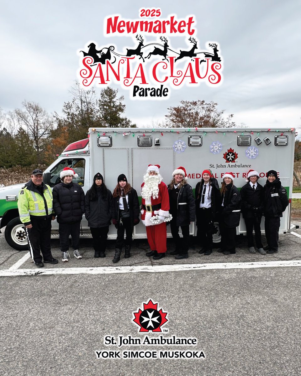 NEWMARKET 2025 🎅 Santa Claus Parade on Saturday NOV.15, our St. John Ambulance <a href="/SJA_York/">SJA York Region</a> Simcoe Muskoka Branch 🚑 Medical First Responders (MFR) Adult Unit 910 &amp; Newmarket Youth Cadets Unit 910Y (SJA Cadets) volunteers participated in the <a href="/TownofNewmarket/">Town of Newmarket</a> parade.

<a href="/SJAOntario/">St.John Ambulance ON</a>