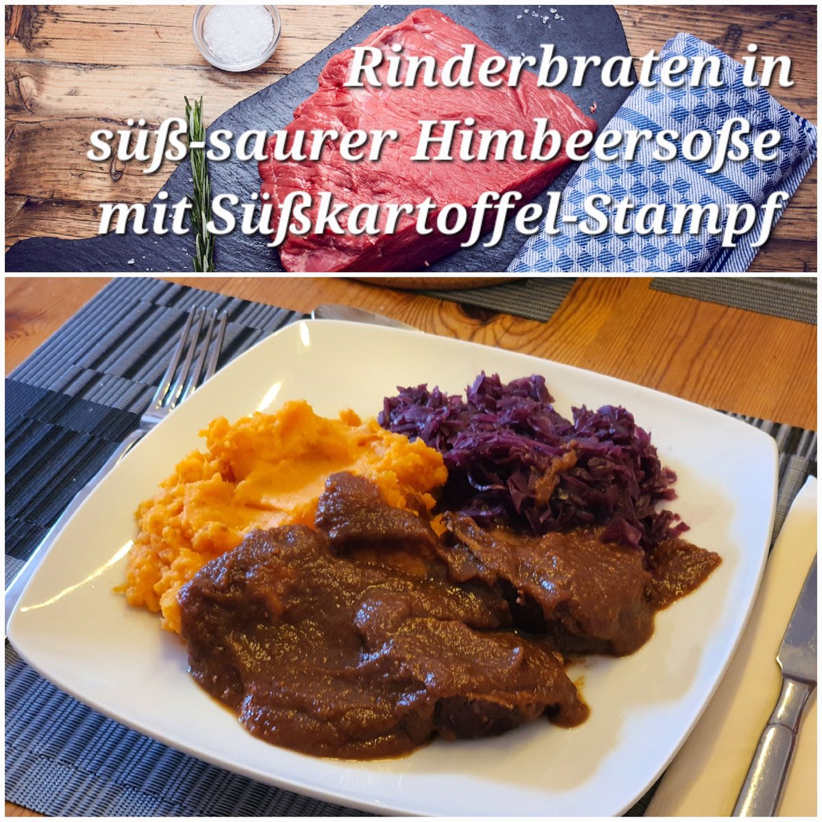 JurgenSpiess's tweet photo. #teamkochen #rinderbraten #süßsauer #himbeersoße #süßkartoffel #rotkohl
Einfach weg vom "Klassischen" und Neues probieren...
...mit leckerer Komposition aus "Rinderbraten in süß-saurer Himbeersoße" und Süßkartoffel-Stampf!
Viel Spaß beim Nachkochen 👩🏻🍳 👨🍳
https://t.co/QnxuH88lVV https://t.co/3xkQGYufBi