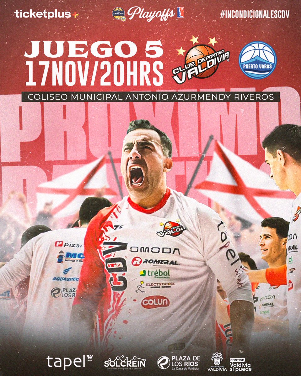 🔥 | ¡¡El 5to juego de la serie con Puerto Varas es MAÑANA en la Catedral, y las entradas ya están a la venta!!
⌚️ Lunes 17 de noviembre, 20:00 hrs

bit.ly/Juego5PuertoVa…

¡Con el apoyo de todos, vamos en busca de la final de Conferencia!

#IncondicionalesCDV #VamosCDV