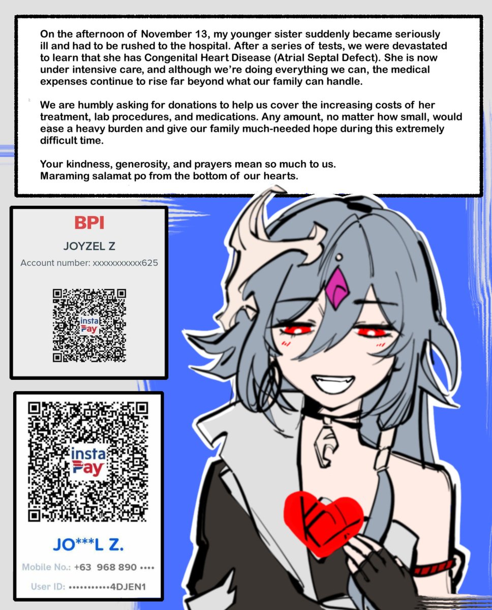 my sister was recently diagnosed with congenital heart disease and needs urgent treatment. any donation, no matter how small, would mean so much to our family. thank you so much for your support 🙏