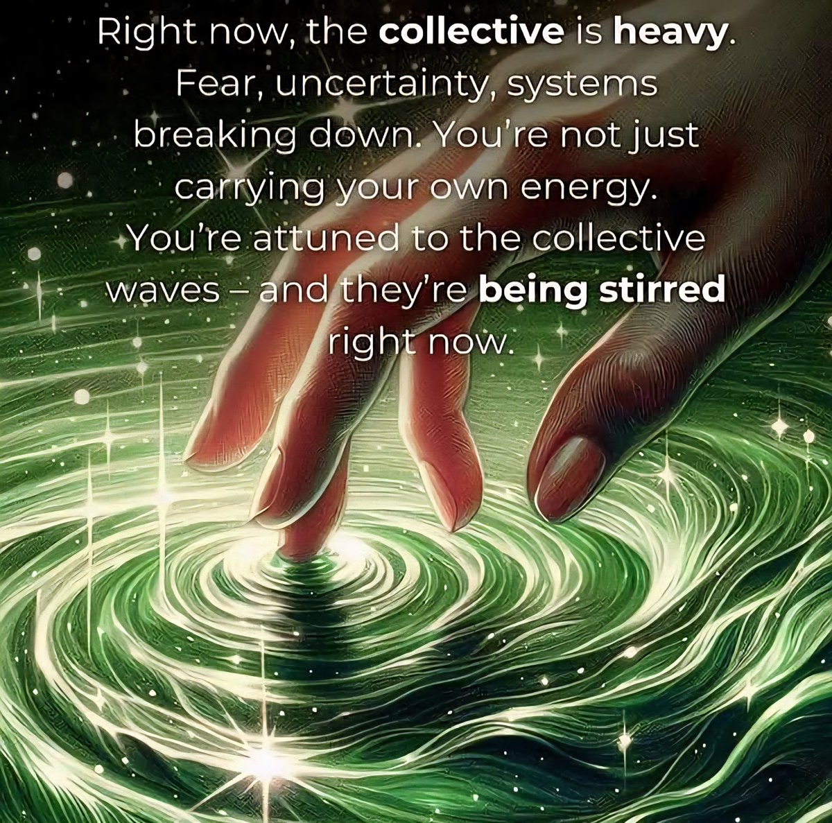 ladiekerrie's tweet image. Right now, the collective is heavy. Fear, uncertainty, systems breaking down. You&apos;re not just carrying your own energy. You&apos;re attuned to the collective waves and they&apos;re being stirred right now.
