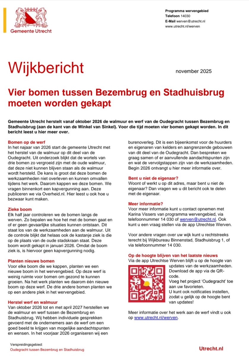 Er is helemaal niets groen aan Groenlinks! De laatste 4 bomen bij de gracht voor de Winkel van Sinkel worden gekapt. Er komt, net als gebeurde aan de andere kant, slecht 1 boom terug. Er is helemaal niets groen aan GroenLinks. #UWAH