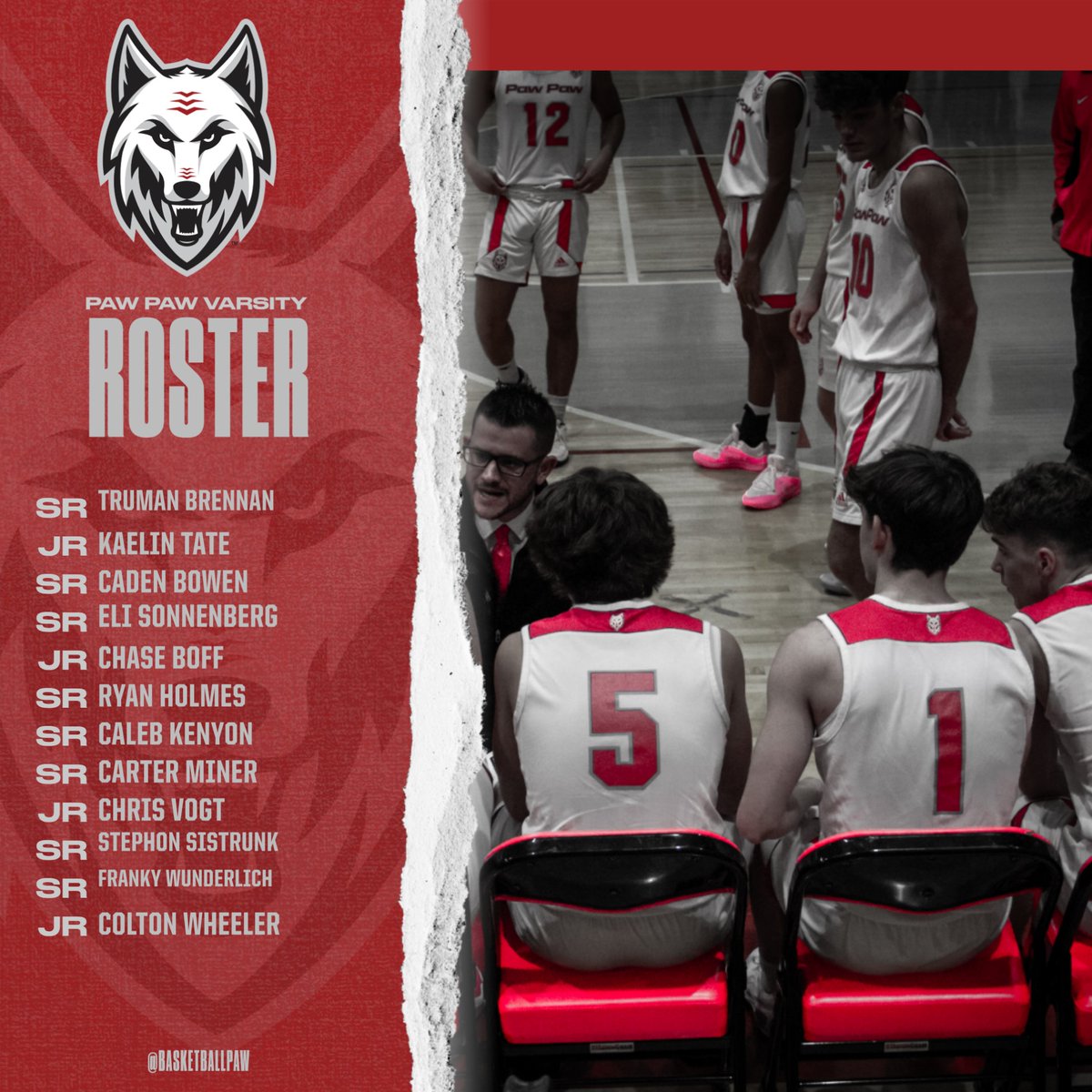 Please welcome your 2025-26 Paw Paw Varsity Boys Basketball Team!  #GuardU #IronSharpensIron
<a href="/HankampScott/">Scott Hankamp</a> <a href="/Strongbball/">John Strong</a> <a href="/BrzezinskiAlec/">Alec Brzezinski</a> <a href="/matthewehler/">Matthew Ehler</a> <a href="/michiana_hoops/">michianahoops</a> <a href="/BankHoops/">Bank Hoops - Stephen Bell</a> <a href="/alleyesonuhoops/">Steve Schwanda</a> <a href="/jgilbertsport/">Jonathon Gilbert</a> <a href="/WolvBNetwork/">Wolverine Conference Network</a>