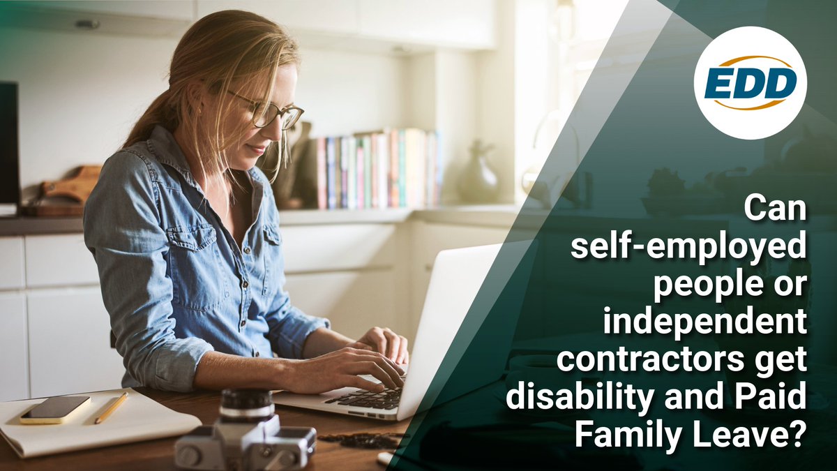 CA_EDD's tweet image. Can self-employed people or independent contractors get disability and Paid Family Leave?

Yes! You can sign up for the Disability Insurance Elective Coverage (DIEC) program to get coverage.

Some rules apply.

▶️ Learn more: bit.ly/Elective-DI

#SelfEmployment #Benefits