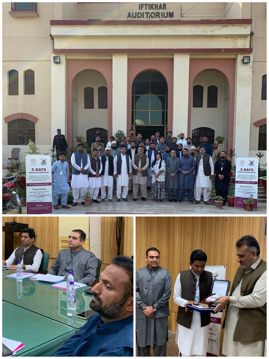 zeezila's tweet image. Facilitated 3-Day Cyberbiosecurity Workshop for KPK Labs🛡️
Day1: NIST/ISO + asset/risk ID
Day2: Threats, biotech vulns + mitigation (MFA/VPN)
Day3: Scenarios, phishing/BYOD
Outcomes
✅ Org-specific risk assessments
✅ Tailored mitigation plans
✅ Lab-IT SOPs 🇵🇰 
#Cyberbiosecurity
