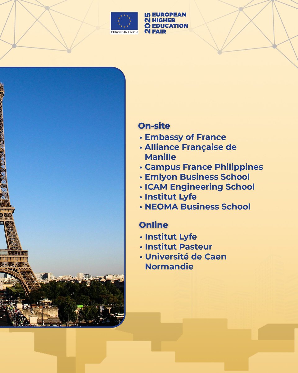 Discover the charm and excellence of France at #EHEF2025! ✨

Meet top French universities and explore why France is a global favorite for higher education.

Register at ehefphilippines.com